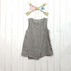 Flax Gray Lagenlook Flyaway Sleeveless Top Size P